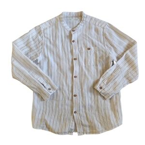 Next Boys White/Beigr Striped Button Down Shirt
